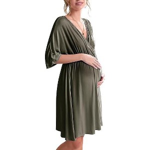 Ekouaer 3 in 1 Labor/Delivery/Hospital Gown Maternity Dress Nursing Nightgown Sleepwear for Breastfeeding - 1 of 4