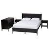 Baxton Studio Primrose Mid-Century Black Fluted Wood 4-Piece Bedroom Set - 2 of 4