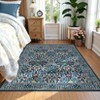 2x6 FT Modern Washable Area Rug, Floral Throw Carpet with Non Slip Backing, Low Pile Stain Resistant Floor Cover for Living Room, Beige - 3 of 4