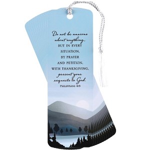 Dicksons Do Not Be Anxious - Philippians 4:6, Blue 6 x 2 Inch Laminated Cardstock Tassel Bookmark; Pack of 12 - 1 of 2
