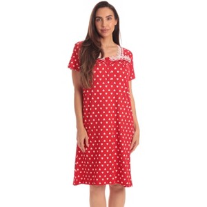 Dreamcrest Womens Nightgown with Lace Trim  Short Sleeve Sleepwear Pajamas with Stretch  Solids & Prints - 1 of 3
