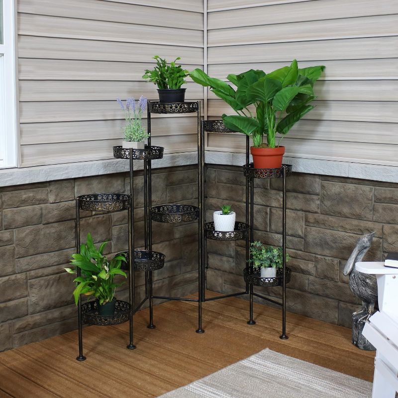 Sunnydaze Indoor/Outdoor Steel 10-Tiered Folding Succulent Flower Plant Display Stand - 52" - Bronze, 3 of 12