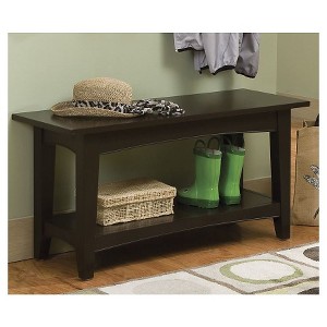 Shaker Cottage Bench with Shelf Chocolate - Alaterre Furniture, Brown