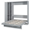 TIRAMISUBEST Full/Queen Size Murphy Bed Wall Bed with Open Storage Shelves and Bulit-in Wardrobe, Space Saving Folding Murphy Cabinet Bed w/LED Lights - 4 of 4