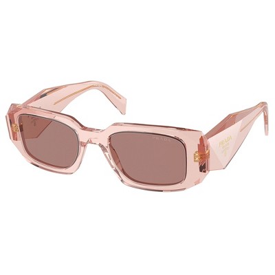 Prada PR 17WS 19Q10D Womens Rectangle Sunglasses Transparent Peach 49mm