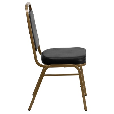 Black Vinyl and Gold Frame Stacking Banquet Chair