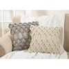 18"x18" Diamond Weave Square Pillow Cover Ivory - Saro Lifestyle: Wool Textile, Traditional Decor, Zippered Closure - 3 of 3