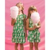 Deux par Deux Girl Printed Romper with Frills Green with White and Pink Bird - 3 of 4