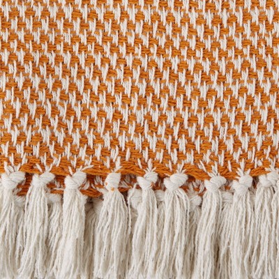 50"x60" Basketweave Cotton Throw Blanket - Pumpkin Spice