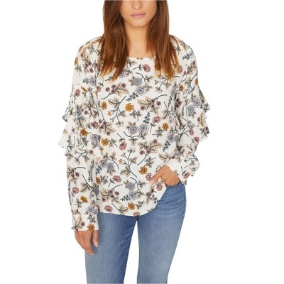 Sanctuary Clothing Womens Floral Ruffled Blouse