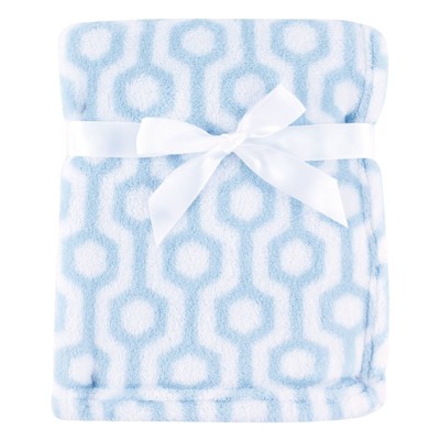 Luvable Friends Unisex Baby Coral Fleece Blanket - Blue Hexagon One Size