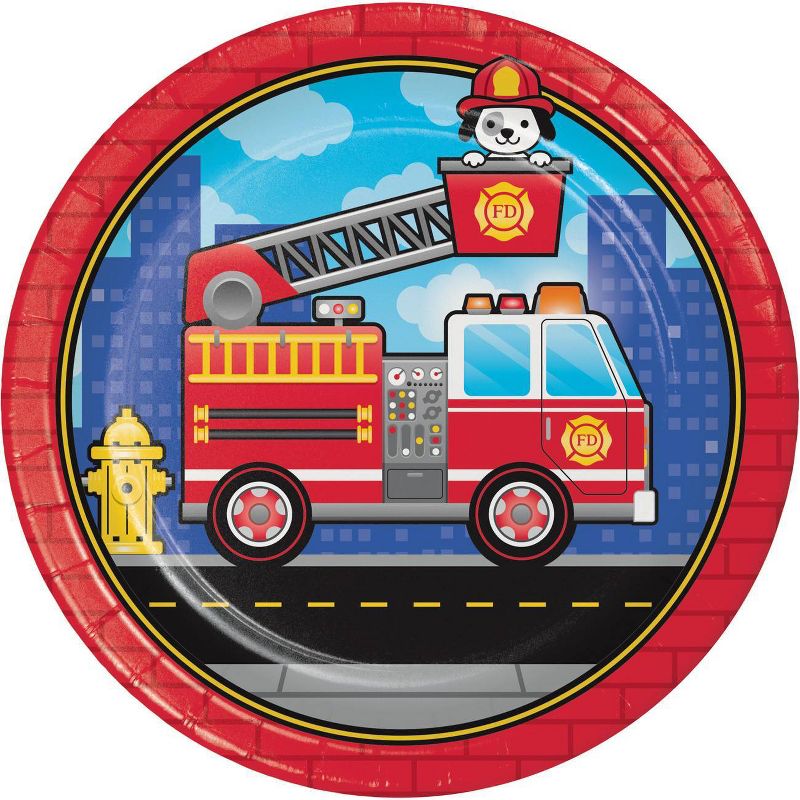 81pk Fire Truck Party Supplies Kit Disposable Dinnerware Set, 2 of 9