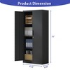 71"H Metal Garage Storage Cabinet, Black Tool Steel Locking Cabinet with Doors and 3 Shelves, Black - 3 of 4