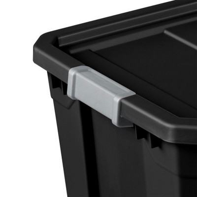 Black Heavy Duty Plastic Stackable Storage Tote with Lid