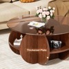 Dolonm 31.5" Round Coffee Table w/4 Storage Shelves: Tempered Glass Top & Walnut MDF Frame, Space-Saving for Small Apartments - 3 of 4