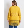 Avenue Women's Plus Size Pointelle Fringe Cardigan - 3 of 4