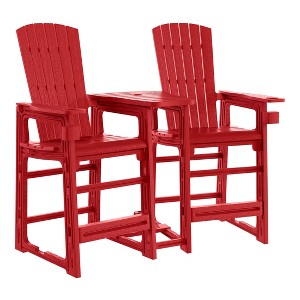 WestinTrends Azura Outdoor Tall Adirondack Chairs With Connecting Table Tray (Set of 2), White - 1 of 4