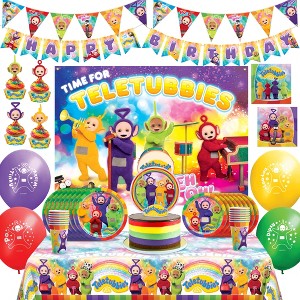 Treasures Gifted Teletubbies Party Supplies - Ultimate Set for 16 Guests - Cake Topper, Tablecloth, Banner, Balloons, Photo Backdrop, Tableware - 1 of 4