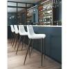 Zuo Modern Magnus Barstool 43.3"H, White Faux Leather Seat, Walnut Legs, Indoor Modern Bar Seating,Set of 2 - 4 of 4