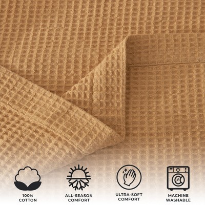 Marigold Cotton Waffle Weave Machine Washable Throw Blanket