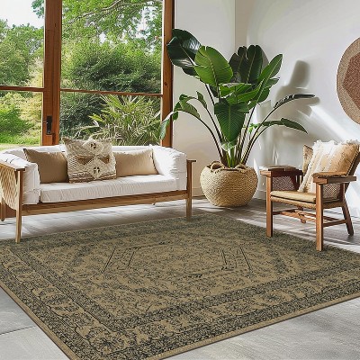 ABYNOW 8x10 Machine Washable Area Rug – Modern Abstract Soft Low-Pile Carpet with Non-Slip Backing for Living Room & Bedroom