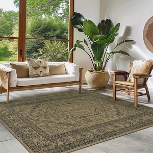 ABYNOW 8x10 Machine Washable Area Rug – Modern Abstract Soft Low-Pile Carpet with Non-Slip Backing for Living Room & Bedroom - 1 of 3