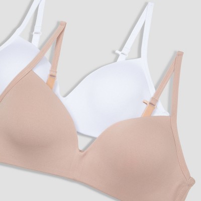 Hanes 2pk Wire Free Bra - Beige/White