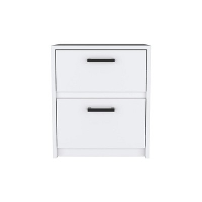 NicBex 12.6 inch Wide Nightstand with Drawers,Modern Side Table with Storage Space and Metal Handle,Bedside Table for Bedroom,Living Room,Black/White