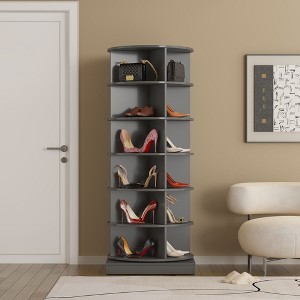 Rotating Shoe Rack Tower 360, Spinning Shoe Rack Tower 6 Tier for Closet, Entryway, Tall Shoe Storage Organizer, Holds Up to 24 Pairs of Shoes - 1 of 4