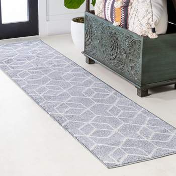 Archer Lane Trinity 2 x 8 Charcoal Indoor Geometric Runner Rug in Gray | 092HEDK13L
