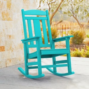 Arceso Rocking Chair Outdoor, Weather Resistant HDPS Plastic Rocker Chairs,  High Back Smooth Rocking Chairs for Outdoor & Indoor, Aruba Blue - 1 of 4