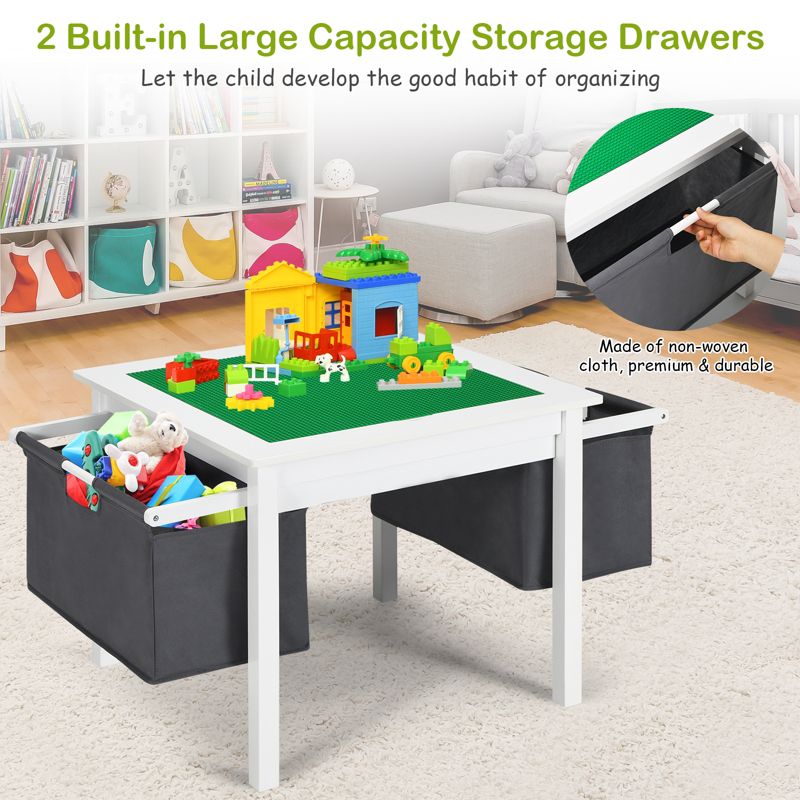 Costway 2-in-1 Kids Activity Table & 2 Chairs Set w/Storage Building Block Table, 5 of 11