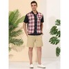 INSPIRE CHIC Men's Short Sleeves Button Color Block Patchwork Plaid Shirts - 4 of 4