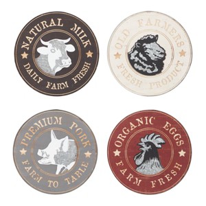 (Set of 4) 14" Farmhouse Wood and Metal Round Wall Art - Olivia & May: Iron Crafted, Animal Motifs, Includes Mounting Hardware - 1 of 4