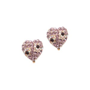 SOHI Women's Mauve Purple Crystal Heart Stud Earrings - 1 of 4