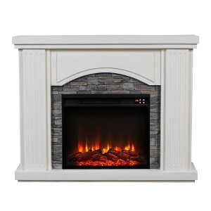 47" Stone Surrounded Freestanding Electric Fireplace - Festivo - 1 of 4