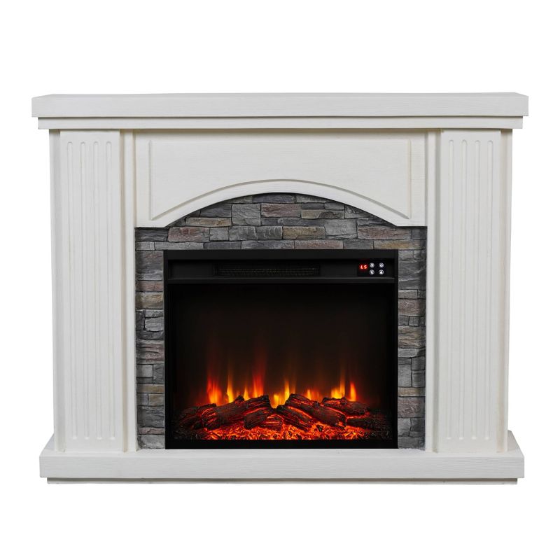 47" Stone Surrounded Freestanding Electric Fireplace - Festivo, 1 of 11