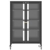 Ridstar 23.62 in. W Media Storage Cabinet with 4 Adjustable Glass Shelves, Cabinet Doors & Wheels for Living Room-Black - 2 of 4