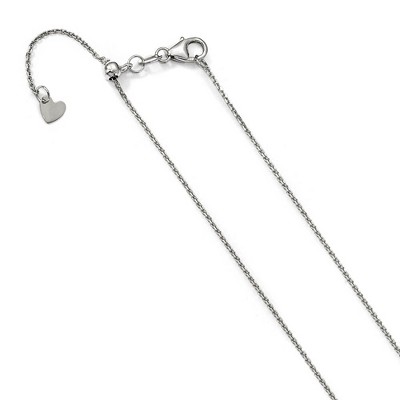 Black Bow Jewelry 1.1mm 14k White Gold Adjustable D/C Cable Chain Necklace, 22 Inch
