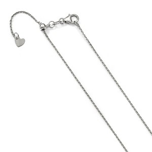 Black Bow Jewelry 1.1mm 14k White Gold Adjustable D/C Cable Chain Necklace, 22 Inch - 1 of 4