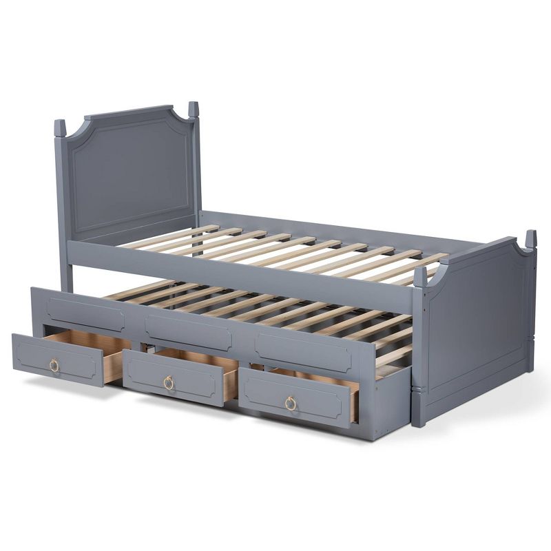 Twin 3 Drawer Mariana Wood Storage with Pull-Out Trundle Bed Gray - Baxton Studio, 6 of 12