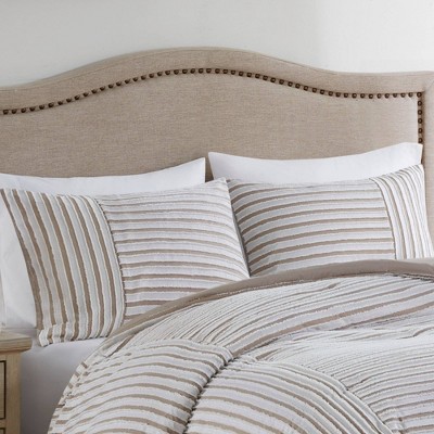 Taupe and Greige Jacquard King Duvet Cover Set