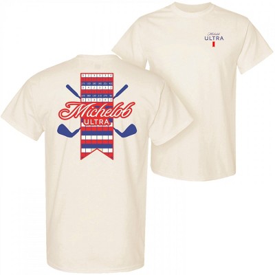 Mens Michelob Ultra Golf Scorecard Beige Colorway Front/Back Print T-Shirt