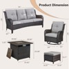 POCASSY 6 Piece Patio Furniture Set with Fire Pit, All Weather Wicker Rattan Patio Sofa Couch Set with Swivel Patio Chair and 50000BTU Square Fire Pit - 3 of 4