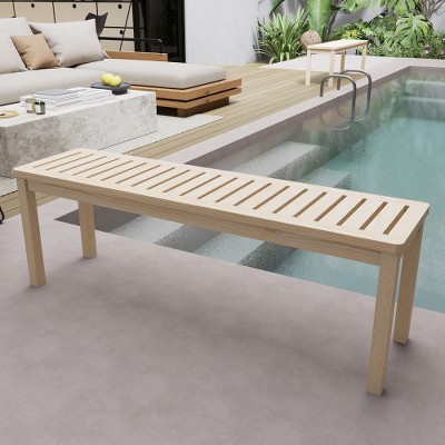 52.1 "Outdoor solid wood modern bench, perfect for terraces, backyards, entrances, corridors, living rooms, bedrooms, front doors