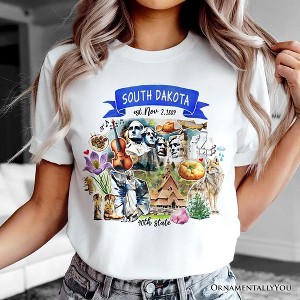 Artistic South Dakota State Themes and Landmarks T-Shirt, Tee for History and Travel Lovers| OrnamentallyYou - 1 of 4