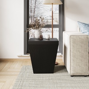 POVISON 17.72" Black Side Table, Modern Square Drum Side Table, for Living Room - 1 of 4