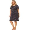 Agnes Orinda Women's Plus Size Floral Short Sleeve Round Neck Soft Nightgowns - 4 of 4