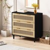 Rattan 3 Drawer Dresser for Bedroom,Wooden Storage Chest with Storage,Wide Closet Dresser Storage Organizer for Bedroom Living Room Hallway Entryway - 2 of 4