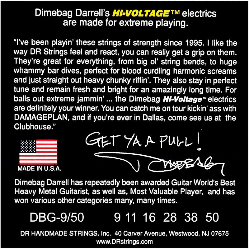 DR Strings Dimebag Darrell DBG-9/50 Signature Hi-Voltage Electric Guitar Strings, 2 of 4
